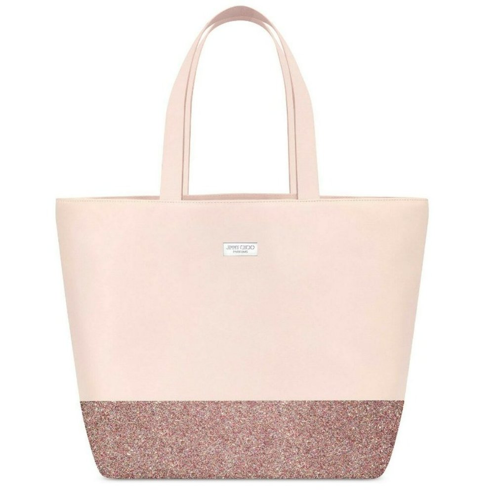 NIP JIMMY CHOO Large Chic Pink Glitter Tote Bag